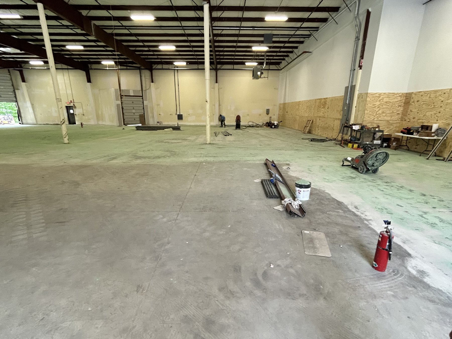 An industrial slab prepared before coating