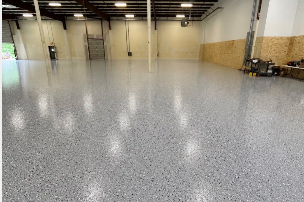 Metallic resin floor detail